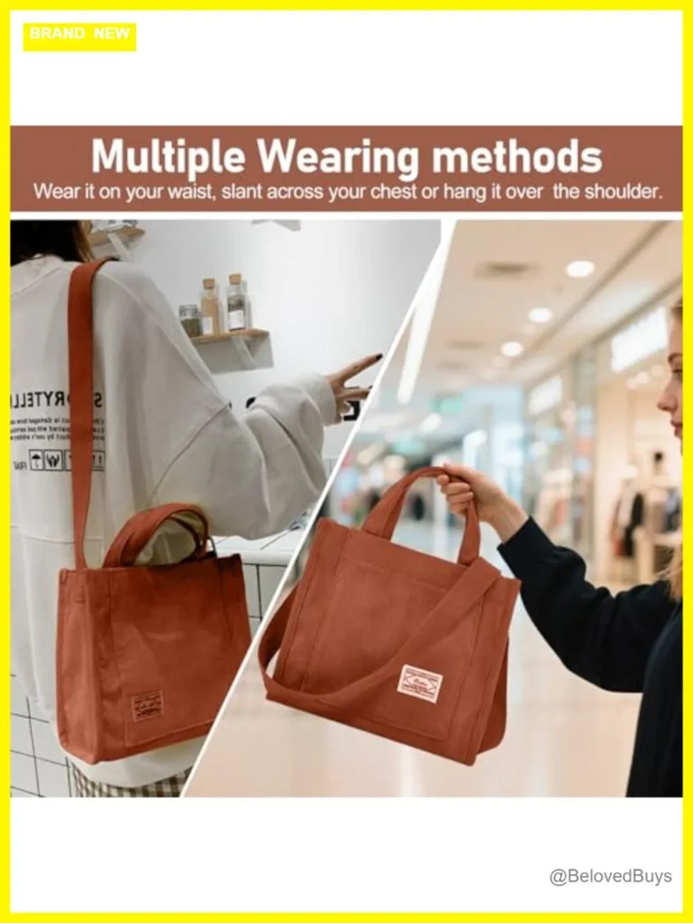 Corduroy Crossbody Tote Bag Purse Travel Work Handbag